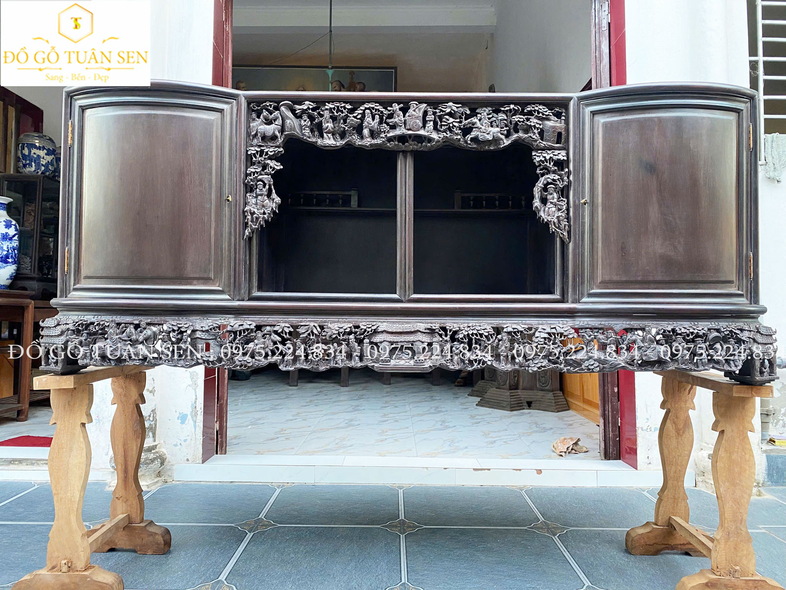 Thông tin tủ chè cách cong gỗ gụ HT1